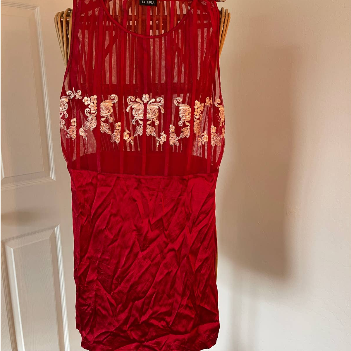 open lace back dress La Perla Red Dress with Built-in Bra
