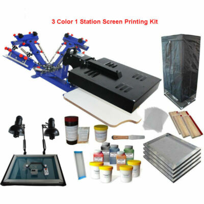 Updated 3Color 1Station Silk Screen Printing Kit Flash Dryer&Exposure DIY Supply