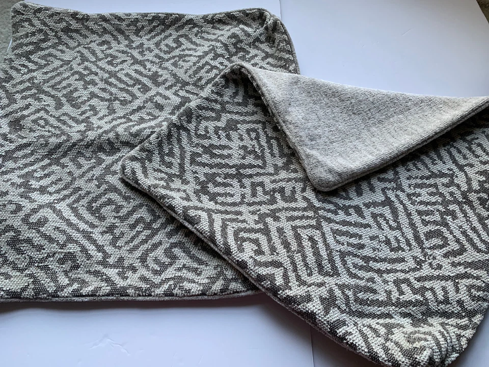 2 Fundas Almohadas Chenille Abstracto Taupe Marfil Blanco roto 21" x 20" (B) Foto 2 de 4