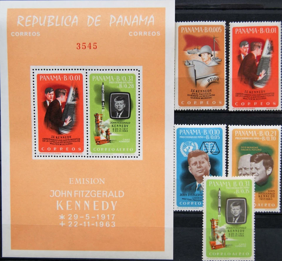 PANAMA 1965 832-36 Block 40 John F. Kennedy JFK Space Exploration Raumfahrt MNH - Bild 1 von 1