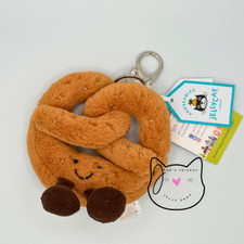 Jellycat AMUSEABLES PRETZEL BAG CHARM New BNWT Soft Plush Keychain Food Bread