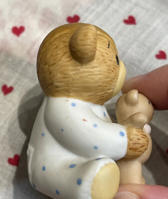 Lucy & Me Enesco Lucy Rigg Bear in Pj's Holding Teddy Bear