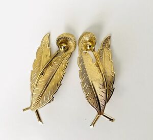 Vintage Signed Whiting and Davis Rhinestone and Gold Tone Clip-on Earrings