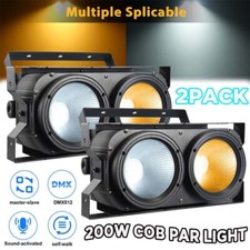 2PC 200W COB LED Par Light DMX Stage DJ Audience Blinder Light Warm Cool White