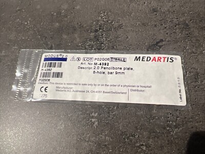 Medartis M2-4392 Titan Osteosynthese Platte 8 Loch Gerade Steg 9mm Modus 2.0