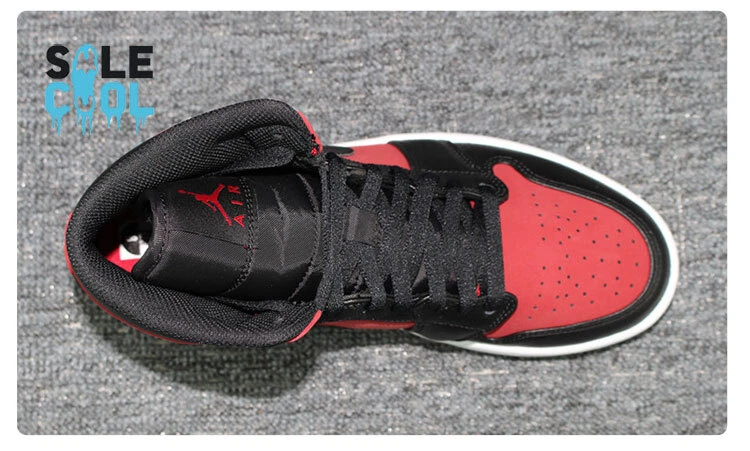 Nike Air Jordan 1 AJ1 Mid 'Reverse Banned' Gimnasio Rojo Negro Blanco 554724-610 Foto 4 de 4