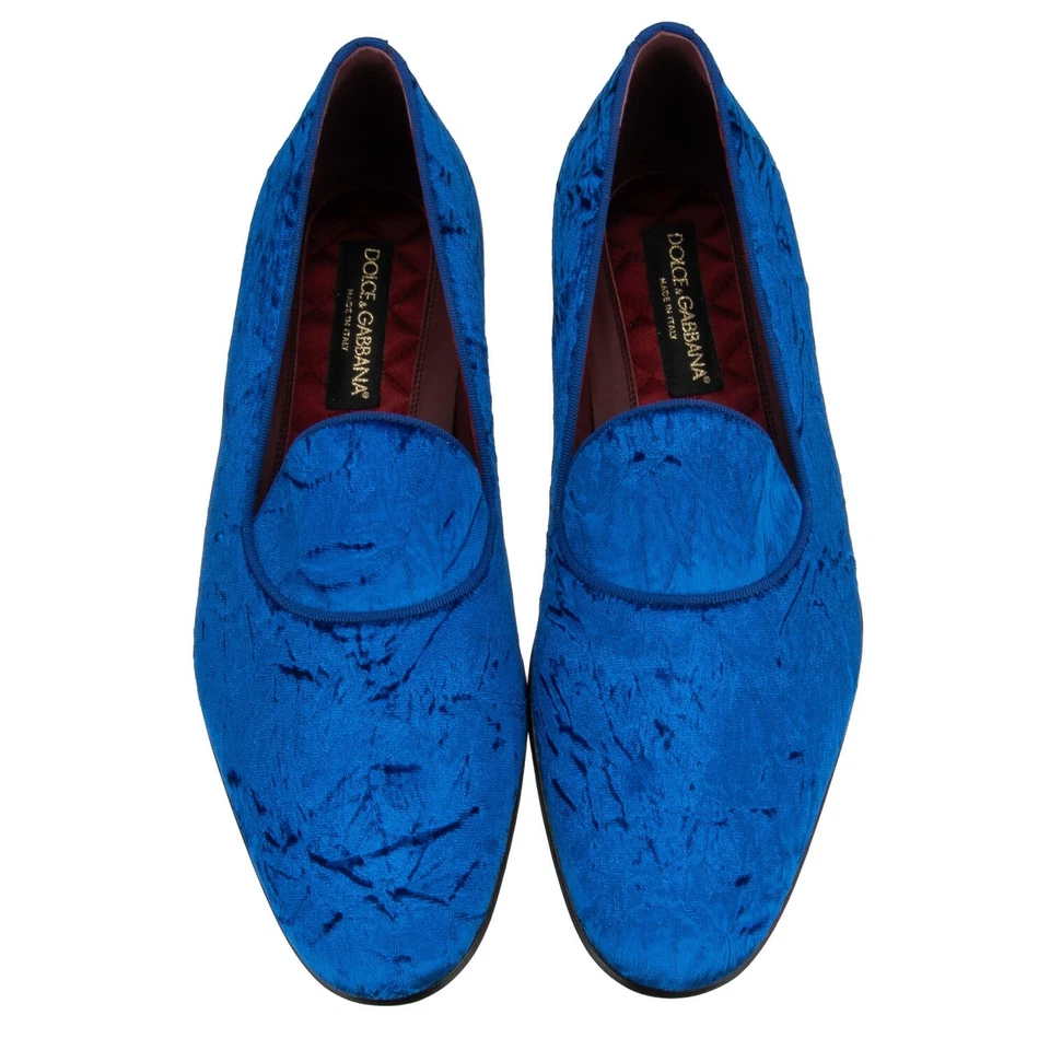 Mocassins Mocassins Dolce & Gabbana DG Logotipo Dourado Veludo Azul 44 Reino Unido 10 EUA 11 - Imagem 3 de 4