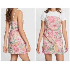 BDG Urban Outfitters Floral Print Denim Mini Dress Size Small 