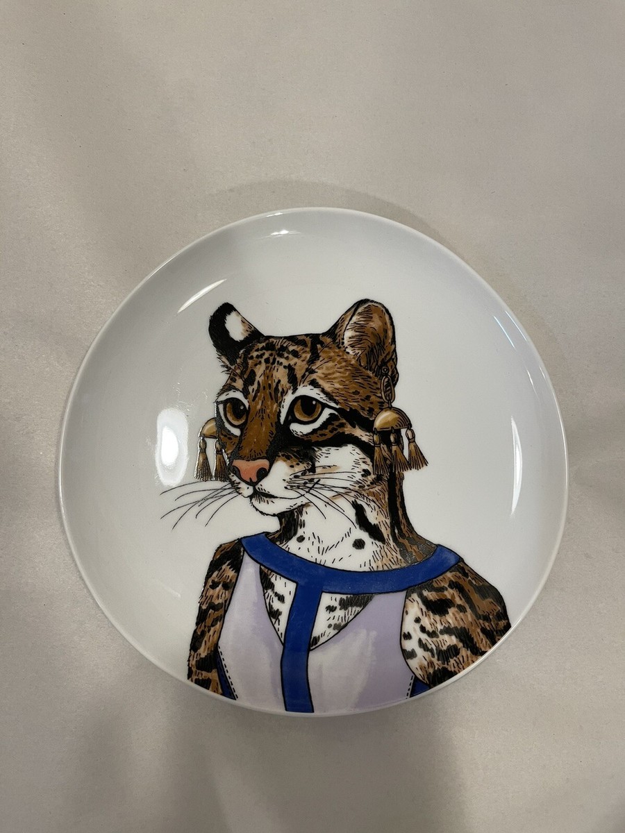 West Elm Rachel Kozlowski Dapper Animal Plate Ocelot NEW