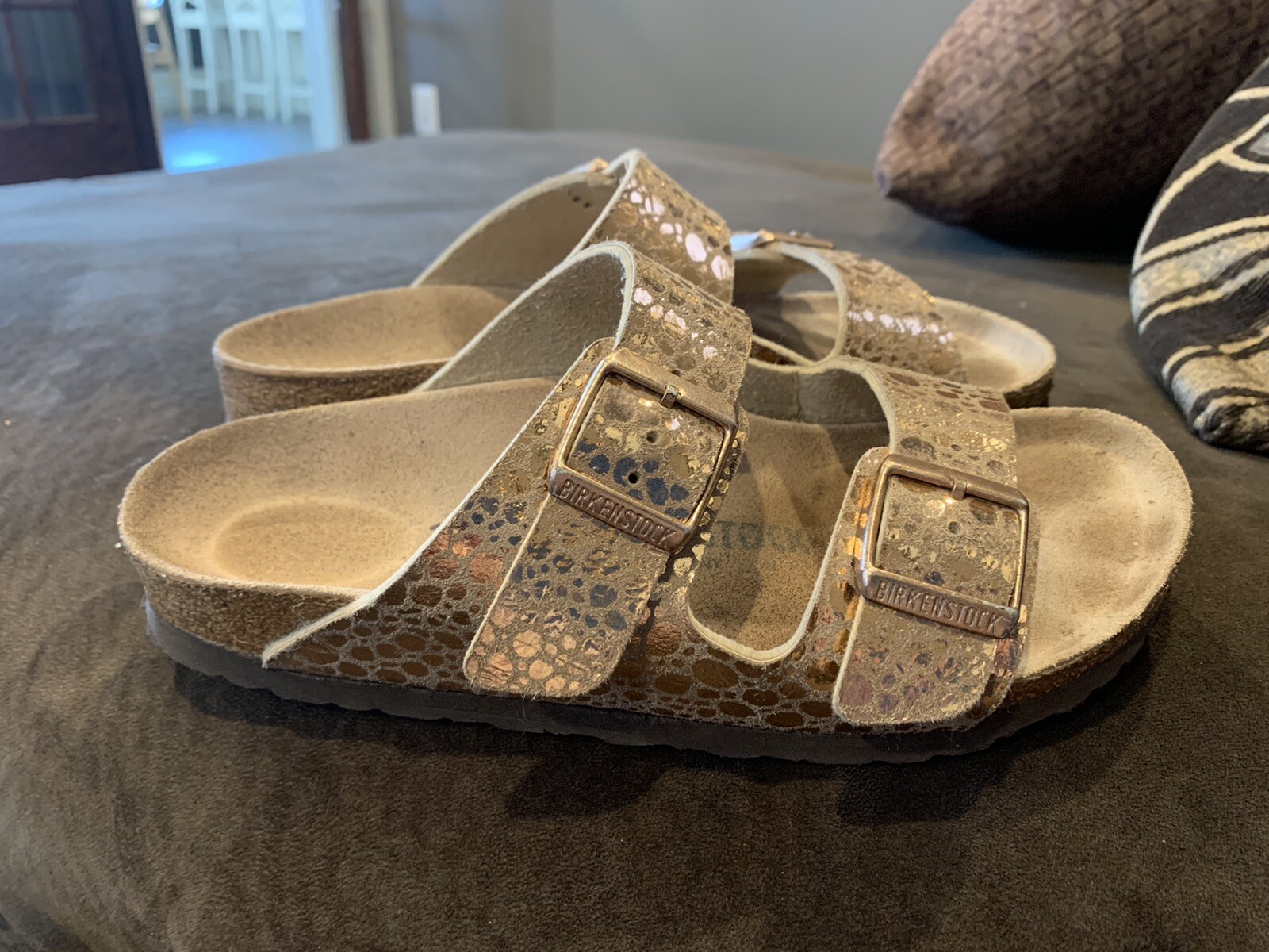 BIRKENSTOCK ARIZONA SANDAL ROSE GOLD Pebble Pattern LEATHER SIZE 6 - 6.5 36  EUR | eBay