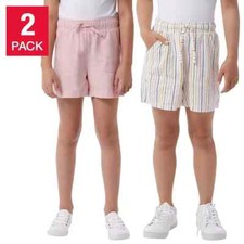 32 Degree Youth Girls Size XS 5/6 Machine Wash 2-Pack Linen Blend Shorts NWT