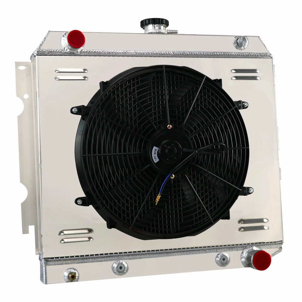 4 Row Radiator+Shroud Fan For 1970-1973 1971 Dodge Challenger Charger 5.2 5.9 V8 - Imagem 3 de 4