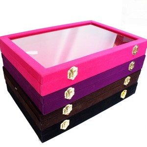 Color Velvet Glass Top Lid Jewelry Display Presentation ...