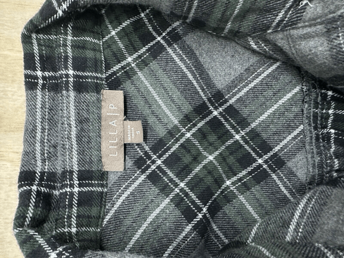 Vintage Lilla | P Flannel Shirt Dress Midi Women’s S Cotton Blend Green Plaid - Picture 3 of 5