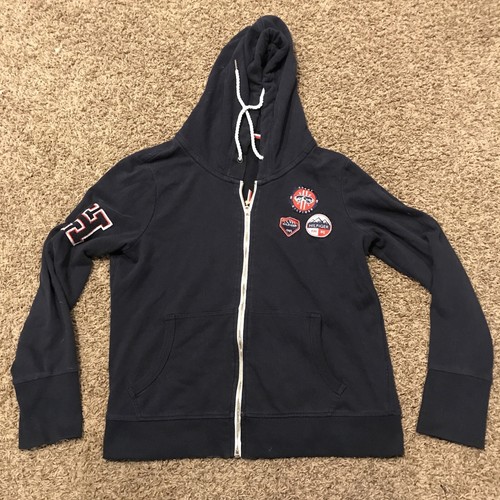 Tommy Hilfiger Womens M Navy Blue Full Zip Hoodie Cotton A16 - 第 1/4 張圖片