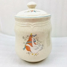 Vintage International Marmalade Geese Pear Ceramic Pottery Canister 9.5" Height