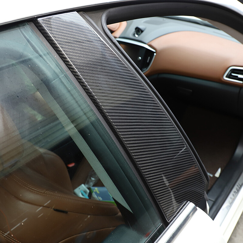 Real Dry Carbon Fiber Car Window B Pillar Trims For Maserati Ghibli 2014-2021 US