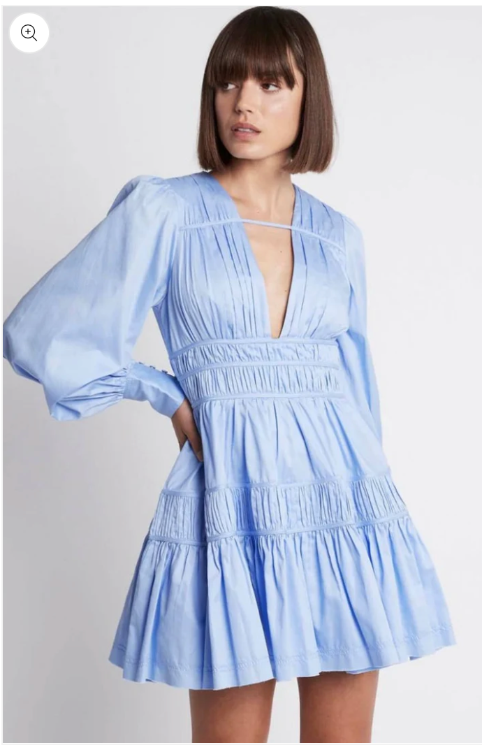 Aje Dress Fallingwater Gathered Mini Dress Powder Blue Size 4 AU/ US 0 |  eBay