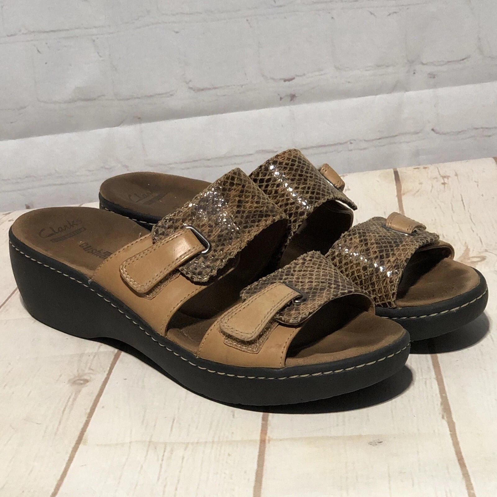Sandali Clarks donna Delana Fenela stampa serpente pelle marrone chiaro taglia 8 5