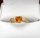 14K Yellow Gold Orange Citrine Heart Solitaire Ring Size 6.25 [R316] — photo 9