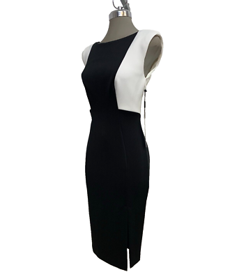 New! Calvin Klein Elegant Color Block Black White Women's Sheath Dress size  14 | eBay