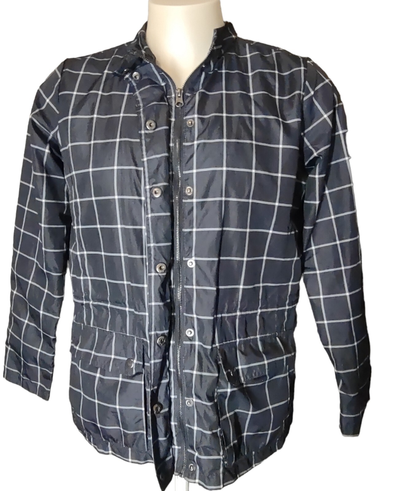 Windbreaker Woman's Medium Basic Editions Blue Pl… - image 8