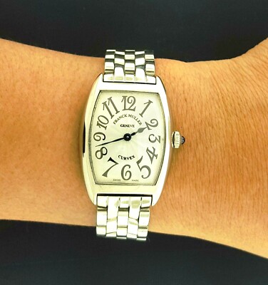 Franck Muller 25mm Cintree Curvex Mid Size Watch Stainless Ladies 1752 Rare Box