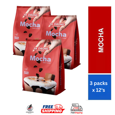 [3 PACKS] AIK CHEONG Mocha 3in1 Cafe Art 300g BUNDLE (12 Sachets x 25g)