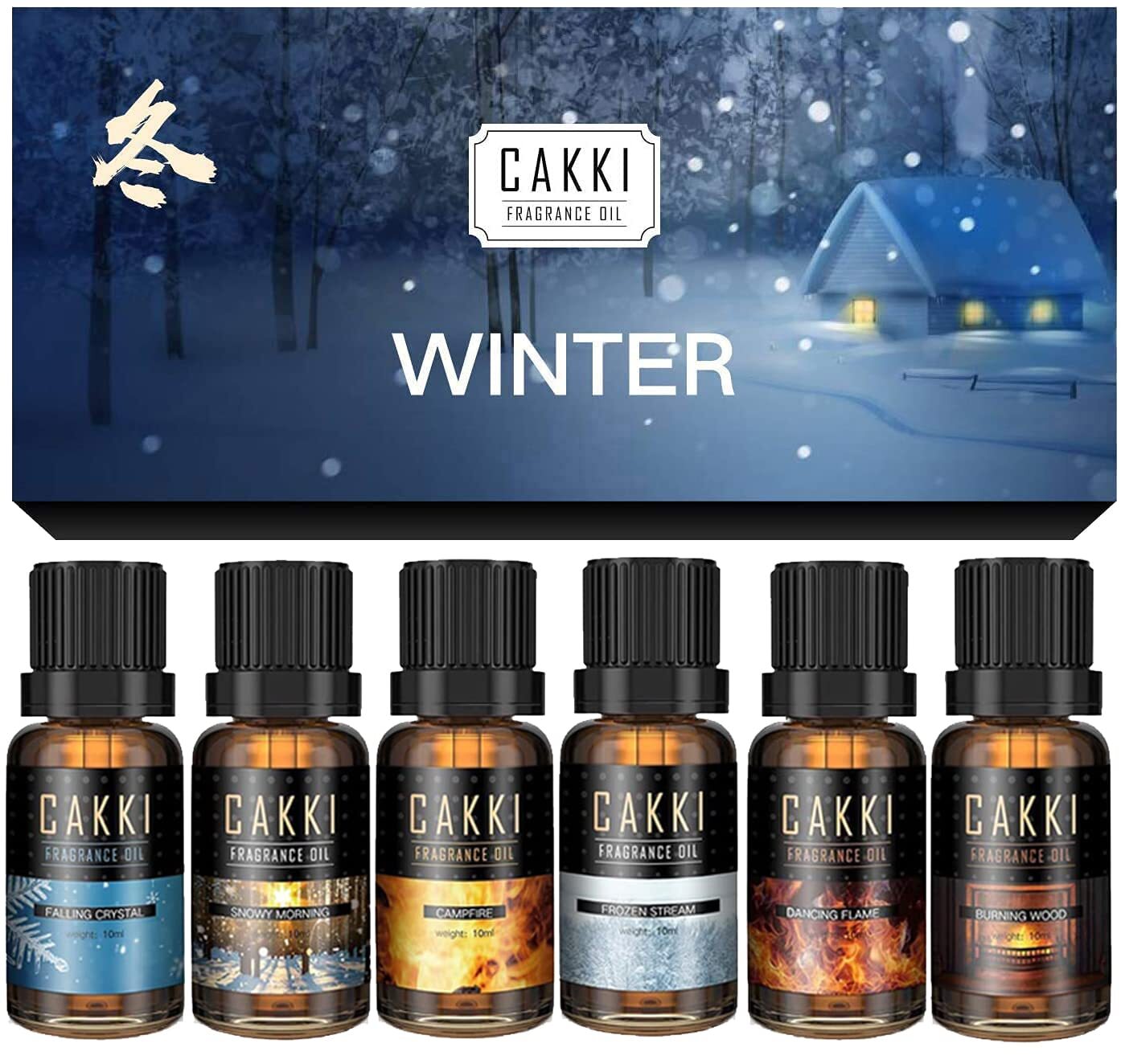 CAKKI Winter Essential Oils Set - 6 Scents for Diffusers Candles Soaps Gifts