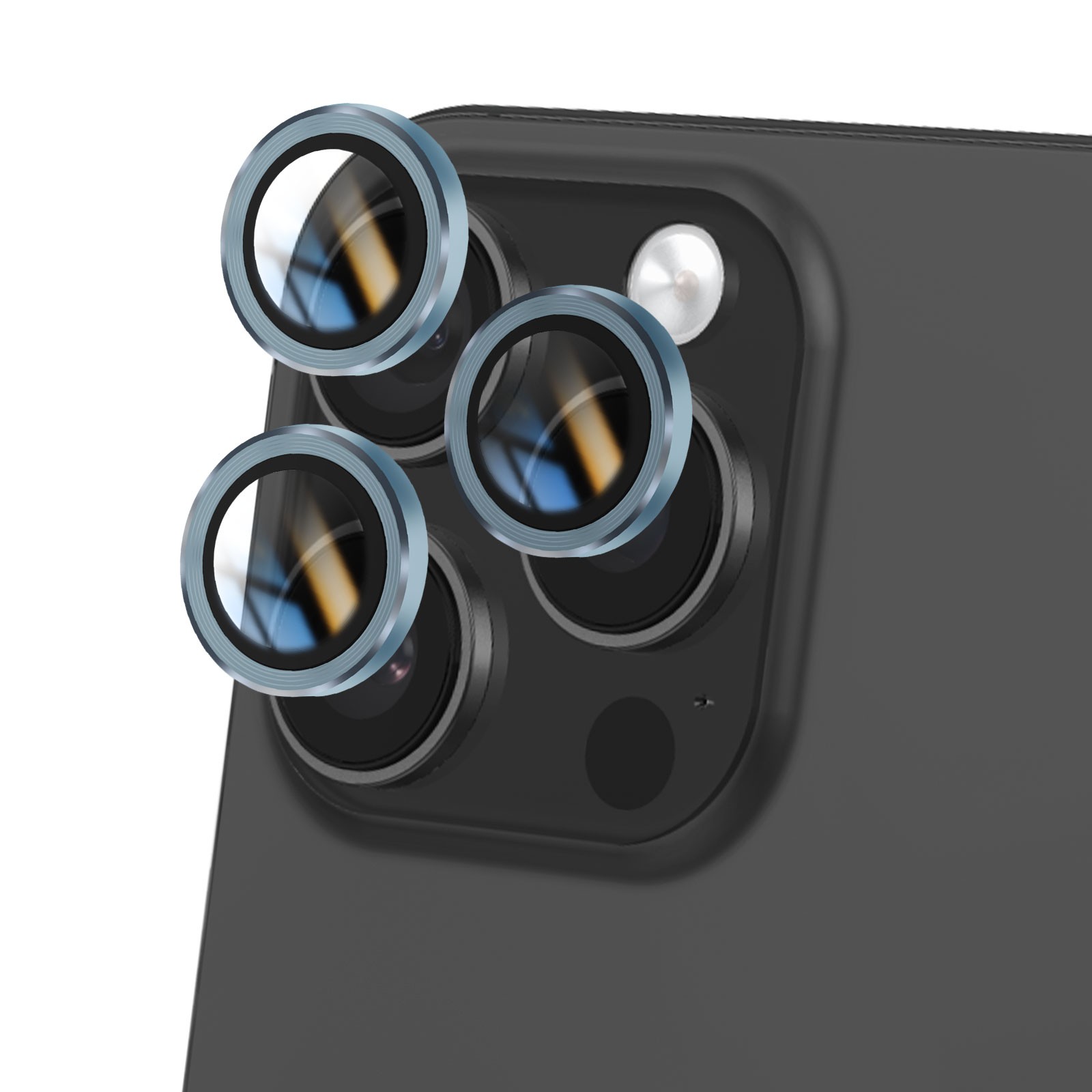 Caméra iPhone 16 Pro Verre Trempé Bleu pour Extérieur