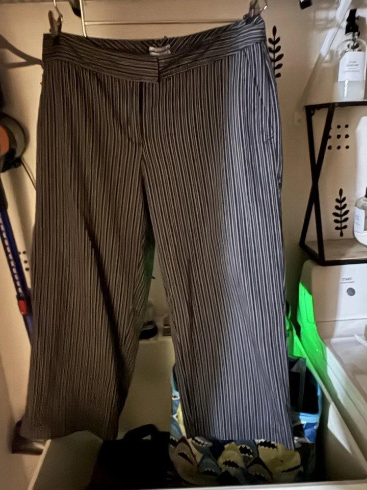 Izod Golf Mujer Elástico Azul Blanco Pin Rayas Capri Pantalones Talla 10 Foto 2 de 4