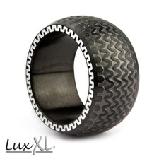 Edelstahl Ring breit LuxXL Wheel schwarz Reifen Rad Biker M&auml;nner Herren Geschenk