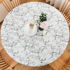 Round Vinyl Fitted Tablecloth W/ Flannel Backing Elastic Edge Table Cover