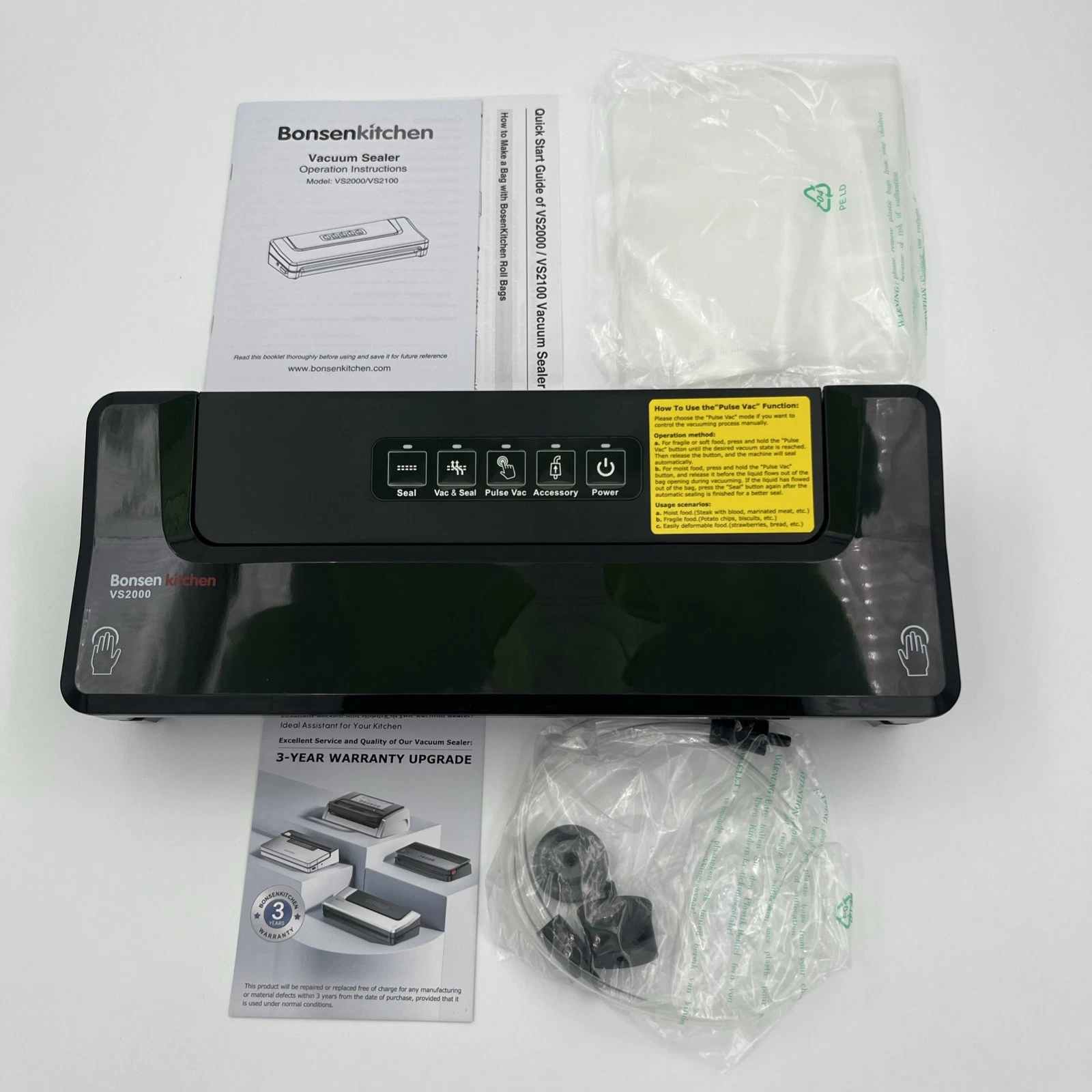 Bonsenkitchen Food Sealer Machine, Dry/Moist Vacuum Sealer VS2000
