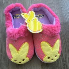 PEEPS Brand Plush Pink Slippers Size 11/12 NWT Easter  Kids Size