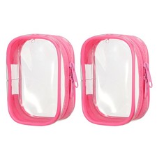 2Pcs 3.74x2.76 Inch Clear Figure Display Bag Square Bright Pink