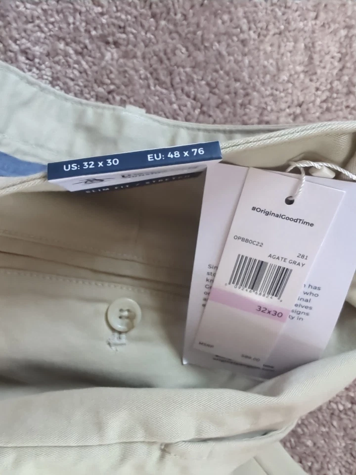 Pantalones chinos ajustados rectos/elásticos Penguin para hombre 32x30 Foto 4 de 4