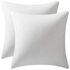 Decorative Pillow Cases 18x18: 2 Pack Cozy Soft 18" x 18" Pack of 2 White