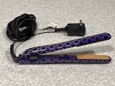 CHI Ceramic 1  Hair Straightener Flat Iron Metallic Shimmery Purple Quatrefoil