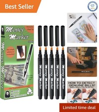 Professional 5-Pack Money Detector Pens - Chisel Tip Bill Checkers for All Users