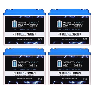 Mighty Max 12V, 50Ah, Lithium, Battery Replaces Heartway Aviator S8 - 4 Pack