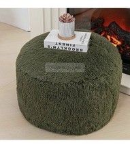 Pouf Ottoman with High Density Foam Filler Plush Fiber Stool Foot Stool Green