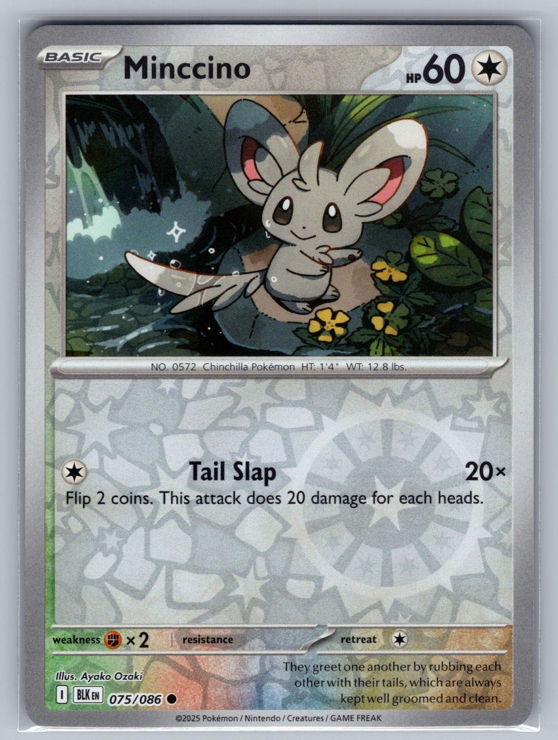 Minccino 075/086 Common Black Bolt Pokemon Reverse Holo Near Mint