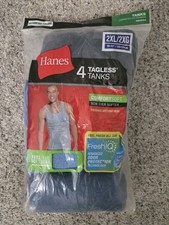 Hanes 4 Tagless Men's Tanks Wifebeater Shades Of Blue Size 2XL