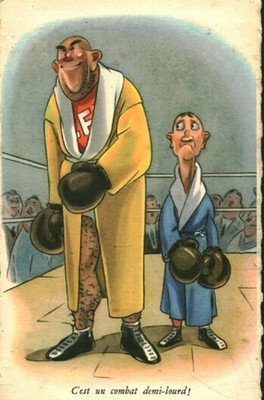 Antique postcard fantasy it's a half heavy fight