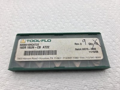 Tool-Flo 16ER 16UN-CB AT22 Indexable Carbide Threading Inserts -Qty 9 - Pls Read