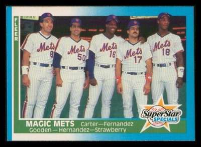1987 Fleer #629 Magic Mets (Gary Carter / Sid Fernandez / Dwight Gooden / Kei...