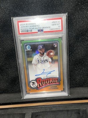 2024 Bowman Chrome Junior Caminero Roy Favorites PSA 10 Orange /25 