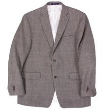 Alan Flusser Herringbone Blazer Mens 42R Gray 100% Lambswool Sport Coat Jacket