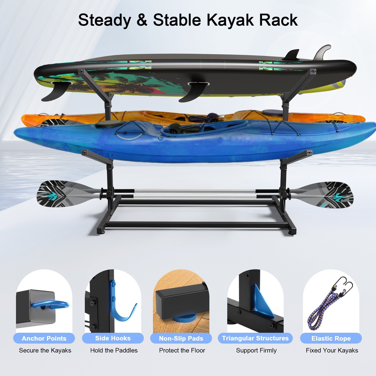 Storage Rack Surfboard Canoe Holder Indoor Outdoor Metal